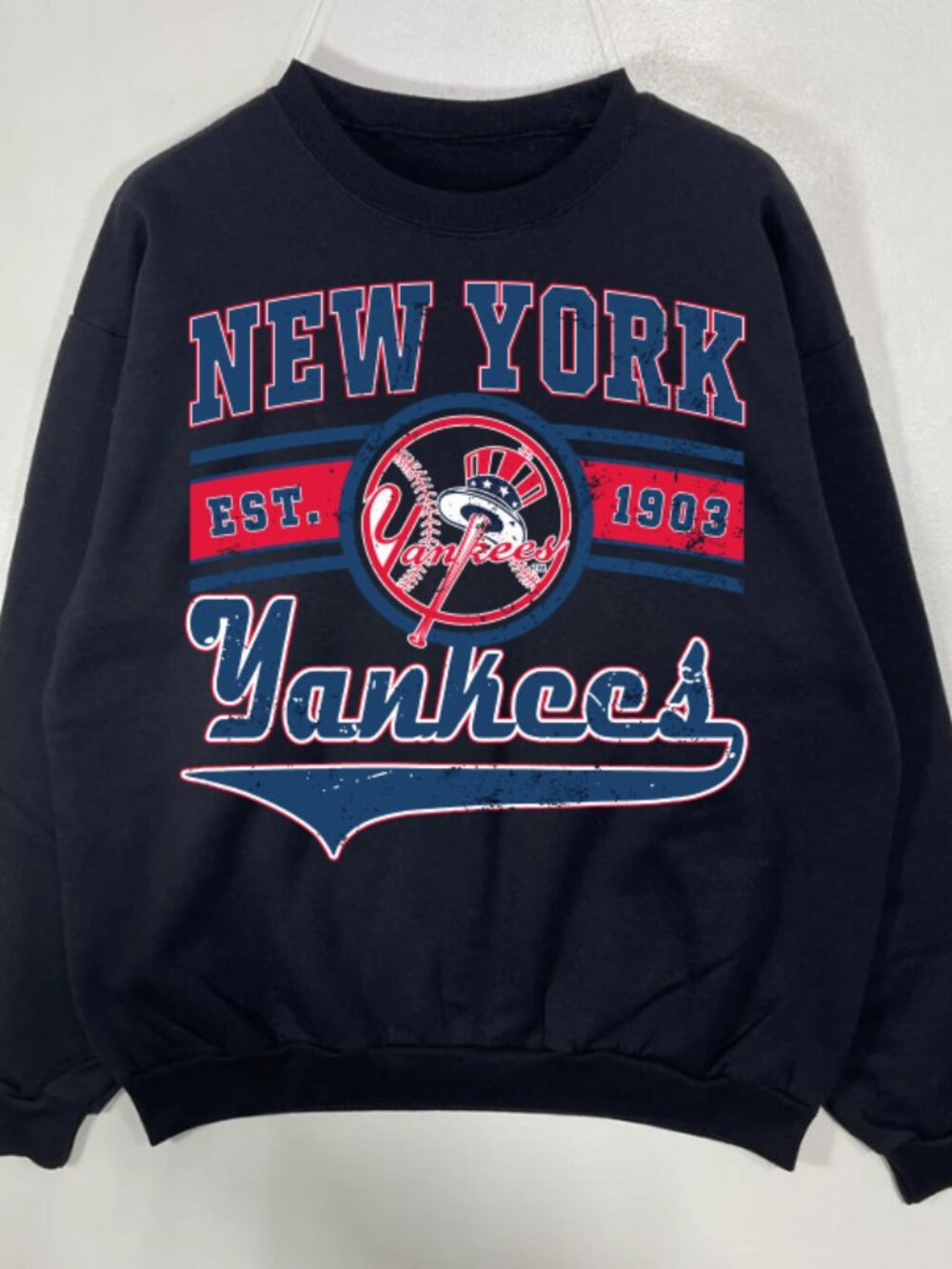 Vintage New York Yankees Sweatshirt Y2K MLB Crewneck Pullover Retro Baseball Gra
